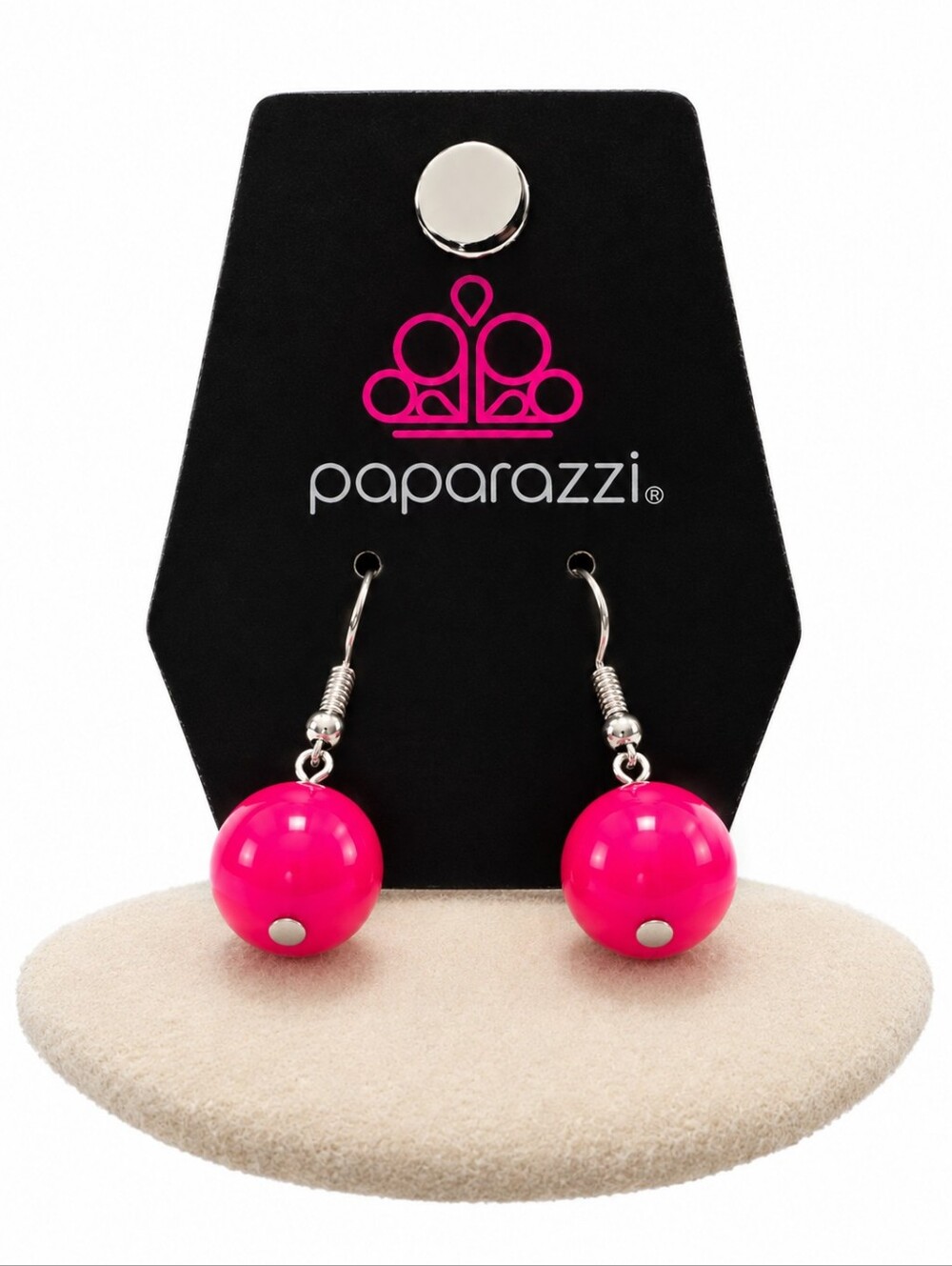 Paparazzi 'Coastal Cruise' Dark Pink Acrylic Bead Jewelry Set In Silver Tone - Picture 4 of 5